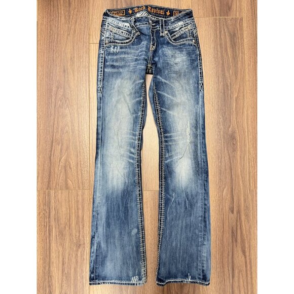 Rock Revival Becky Boot Cut Jeans Womens 28 (29x32.5) Y2K Blue - Picture 2 of 15